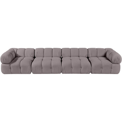 Orin Taupe Velvet Performance Fabric Upholstered 4 pc. Modular Sofa