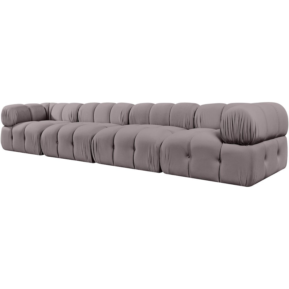 Orin Taupe Velvet Performance Fabric Upholstered 4 pc. Modular Sofa