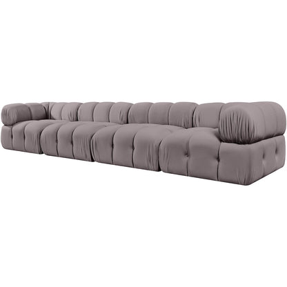 Orin Taupe Velvet Performance Fabric Upholstered 4 pc. Modular Sofa