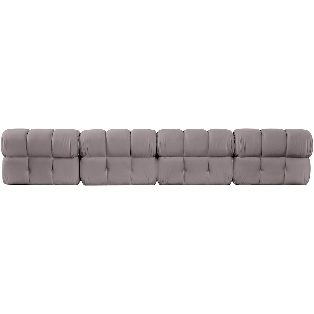 Orin Taupe Velvet Performance Fabric Upholstered 4 pc. Modular Sofa