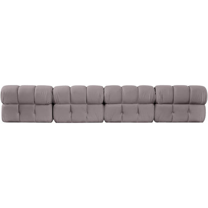 Orin Taupe Velvet Performance Fabric Upholstered 4 pc. Modular Sofa