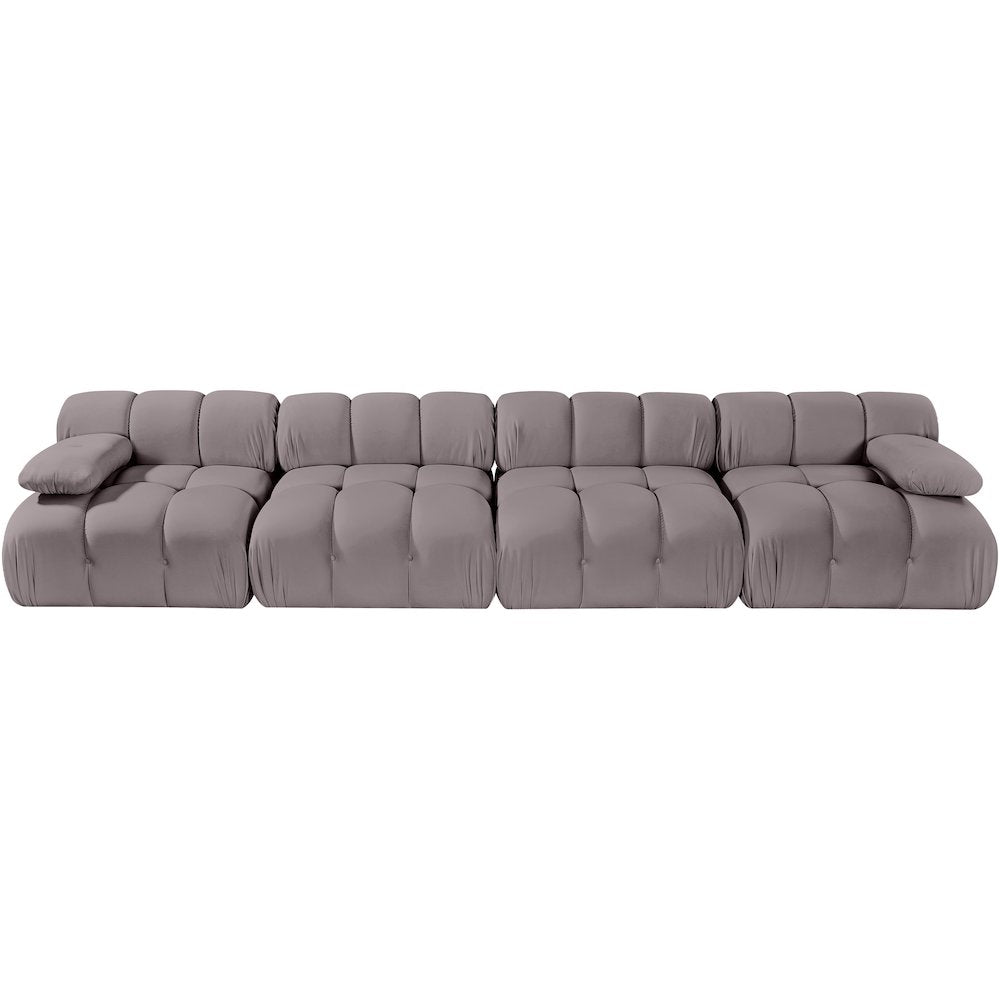 Orin Taupe Velvet Performance Fabric Upholstered 4 pc. Modular Sofa