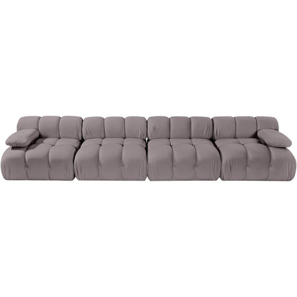 Orin Taupe Velvet Performance Fabric Upholstered 4 pc. Modular Sofa