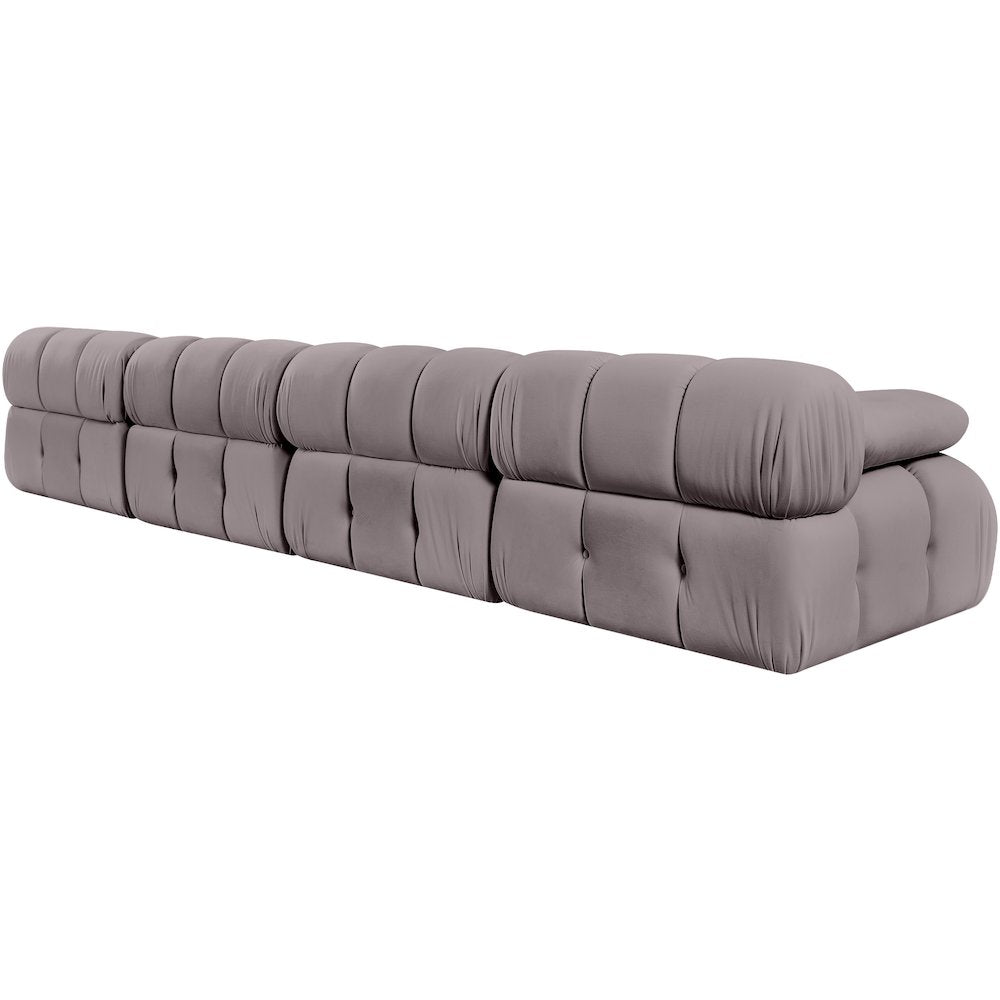 Orin Taupe Velvet Performance Fabric Upholstered 4 pc. Modular Sofa