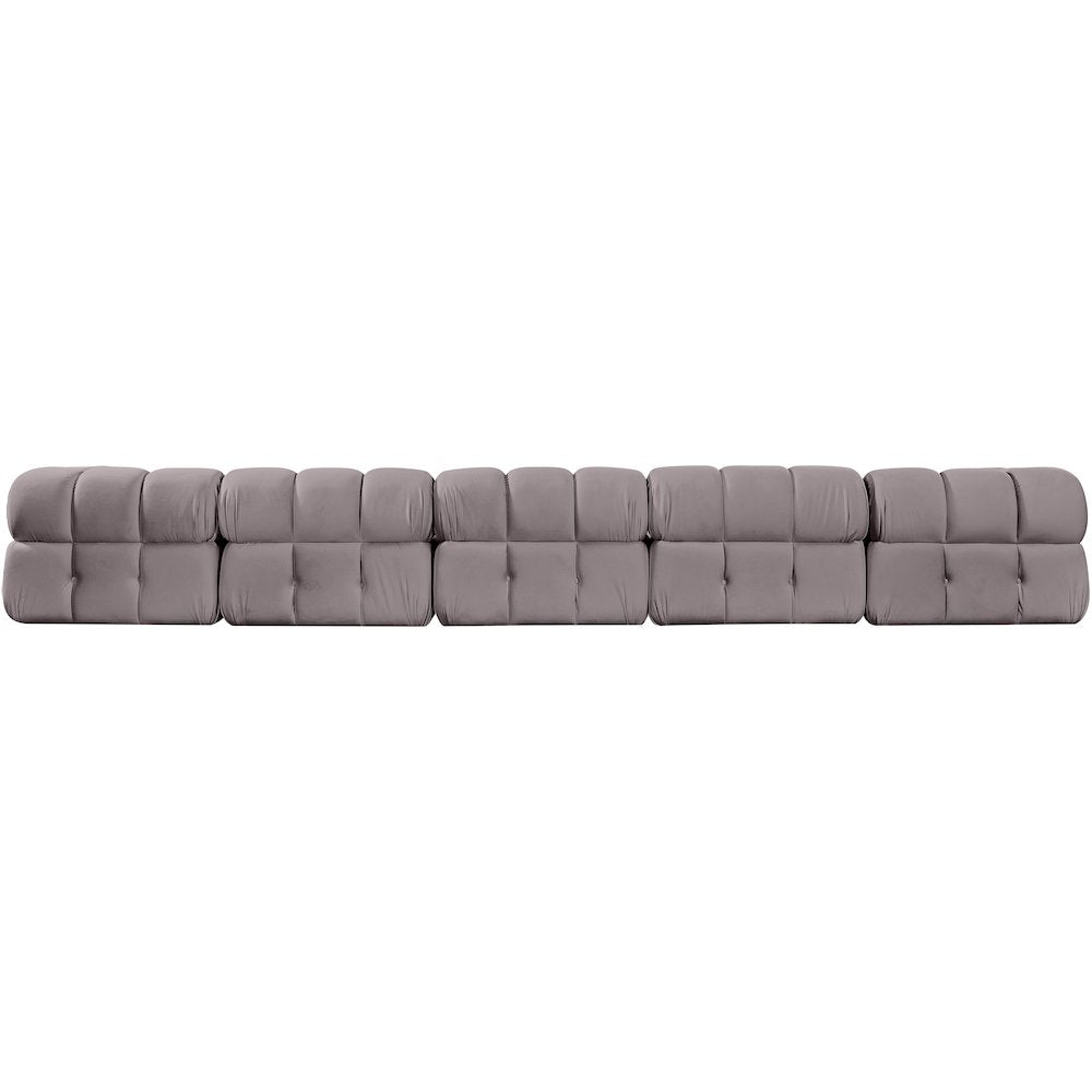 Orin Taupe Velvet Performance Fabric Upholstered 5 pc. Modular Sofa