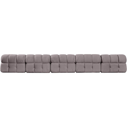 Orin Taupe Velvet Performance Fabric Upholstered 5 pc. Modular Sofa