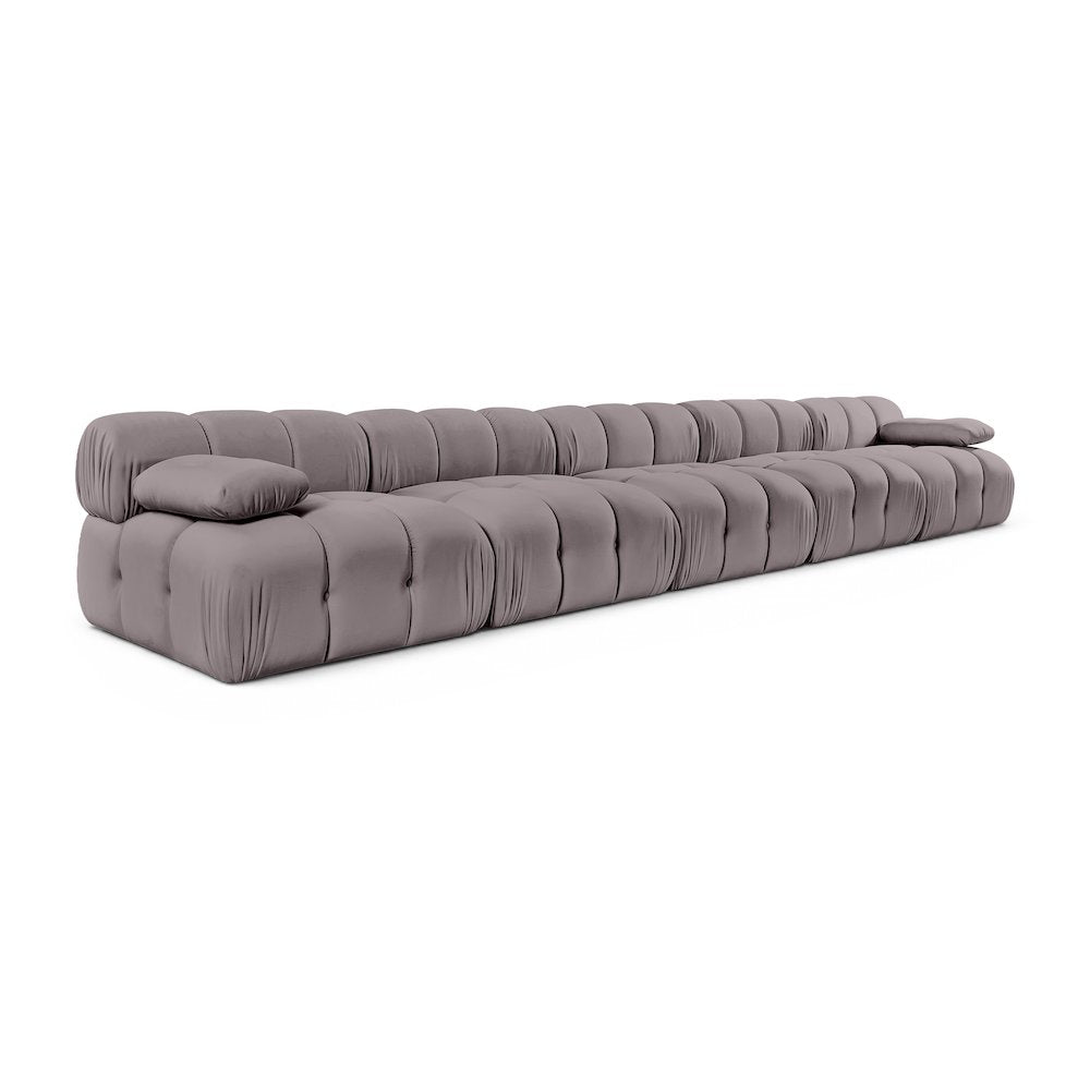 Orin Taupe Velvet Performance Fabric Upholstered 5 pc. Modular Sofa