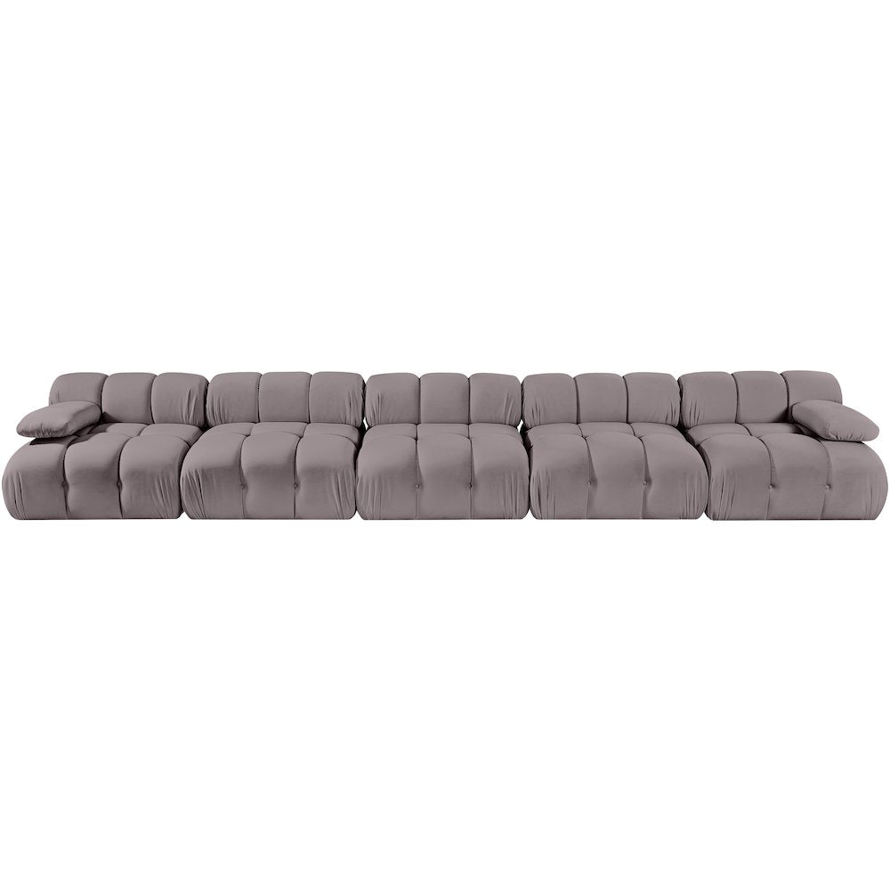 Orin Taupe Velvet Performance Fabric Upholstered 5 pc. Modular Sofa