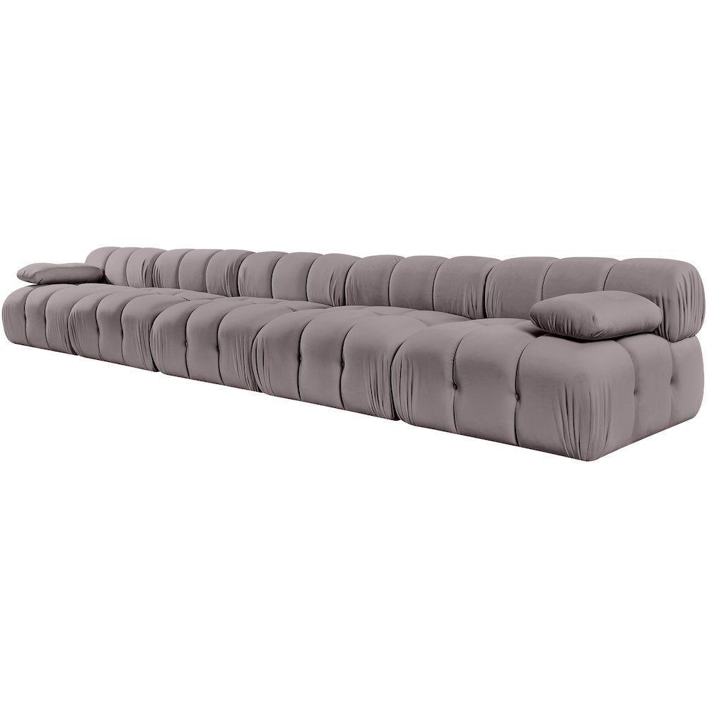 Orin Taupe Velvet Performance Fabric Upholstered 5 pc. Modular Sofa