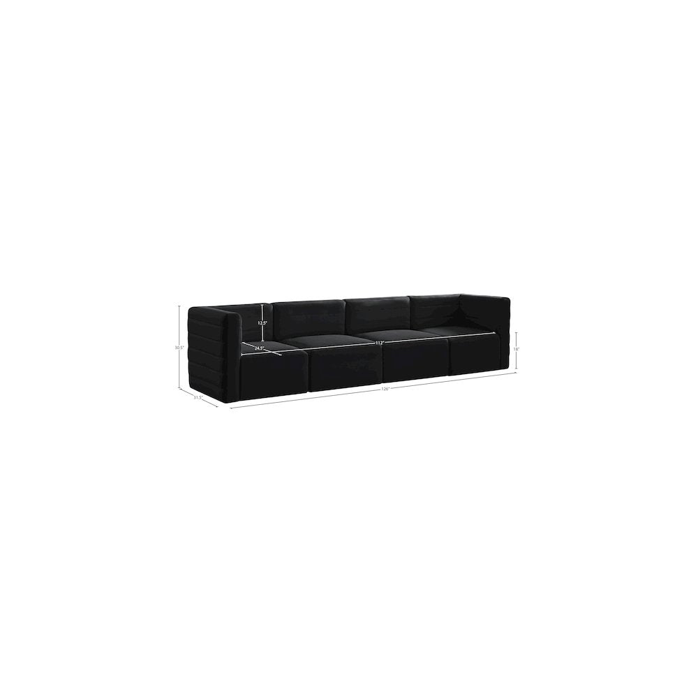 Quincy Black Velvet Modular Sofa