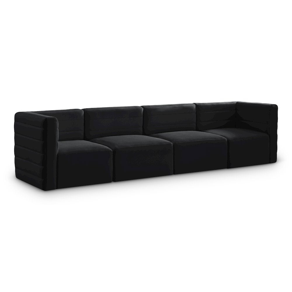 Quincy Black Velvet Modular Sofa