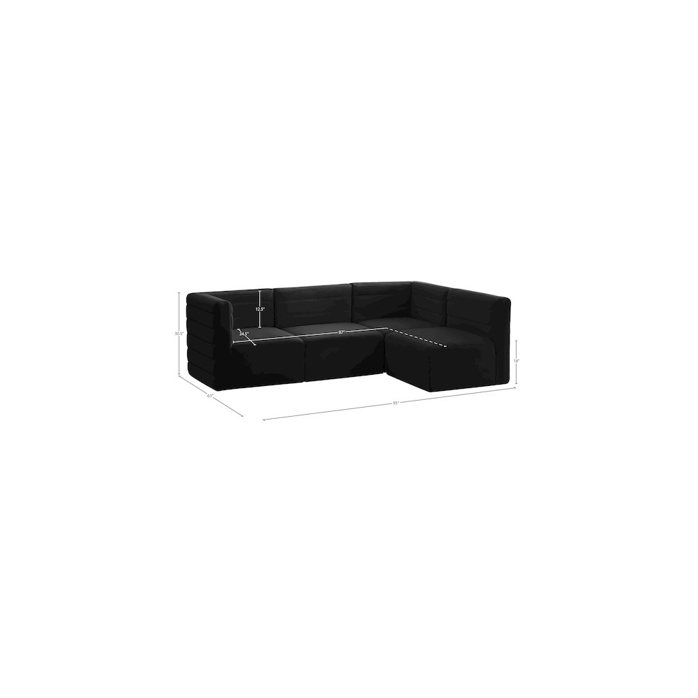 Quincy Black Velvet Modular Sectional