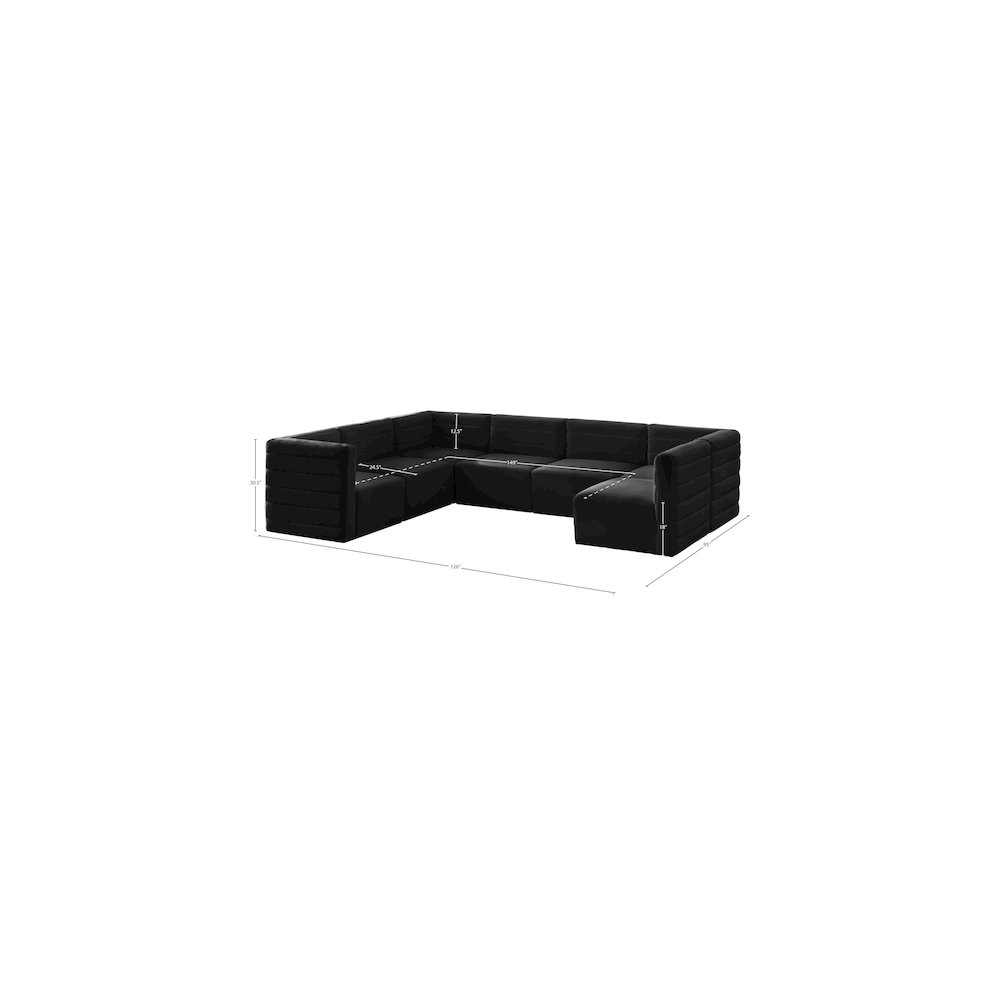 Quincy Black Velvet Modular Sectional