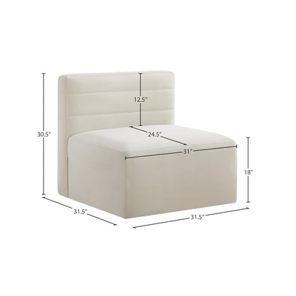 Quincy Cream Velvet Modular Armless Chair