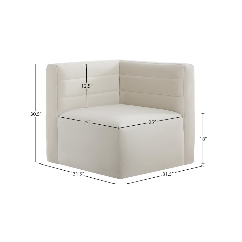 Quincy Cream Velvet Modular Corner Chair