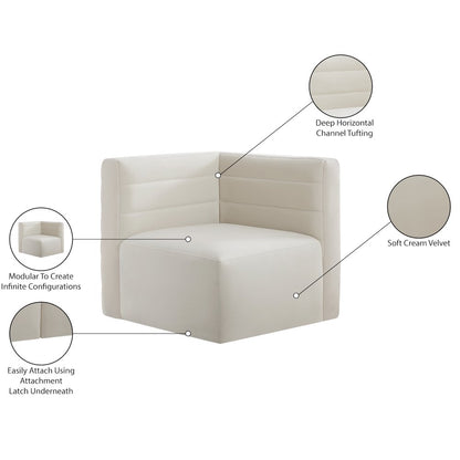 Quincy Cream Velvet Modular Corner Chair