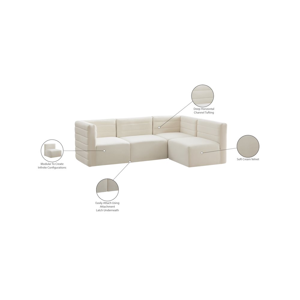 Quincy Cream Velvet Modular Sectional