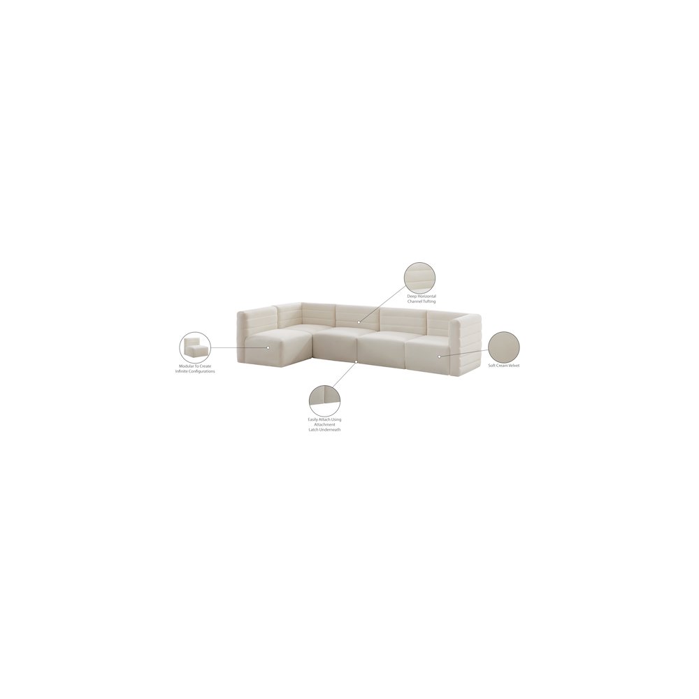 Quincy Cream Velvet Modular Sectional