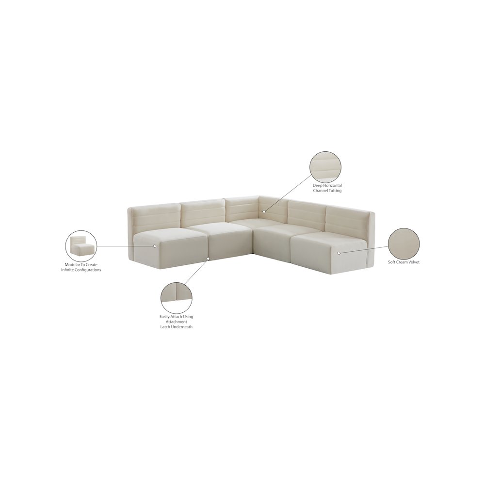 Quincy Cream Velvet Modular Sectional