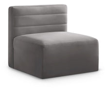 Quincy Grey Velvet Modular Armless Chair