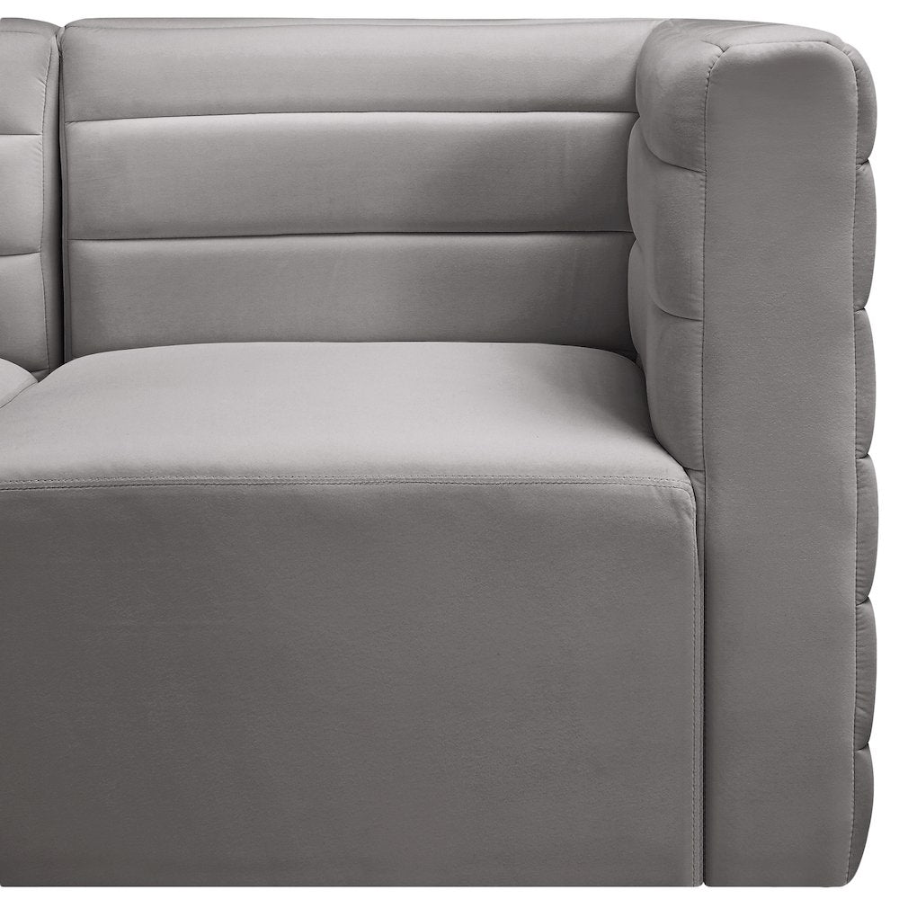 Quincy Grey Velvet Modular Armless Chair