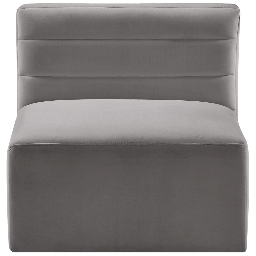 Quincy Grey Velvet Modular Armless Chair