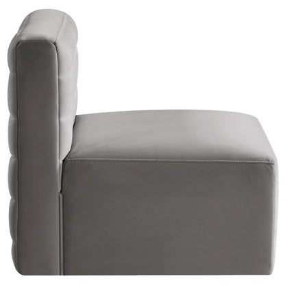 Quincy Grey Velvet Modular Armless Chair
