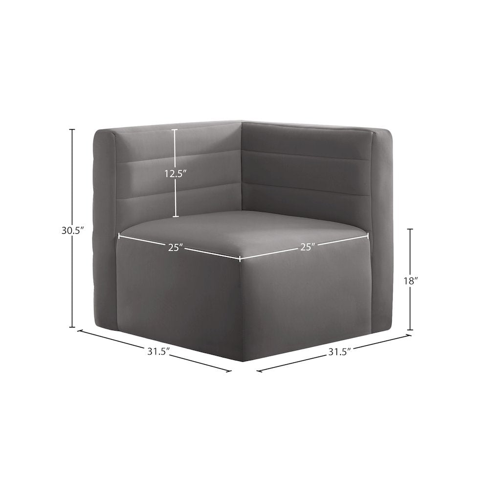 Quincy Grey Velvet Modular Corner Chair
