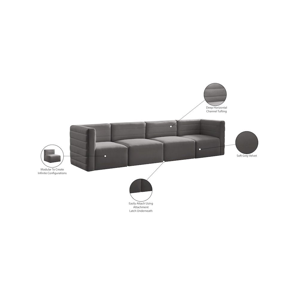 Quincy Grey Velvet Modular Sofa