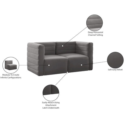 Quincy Grey Velvet Modular Sofa