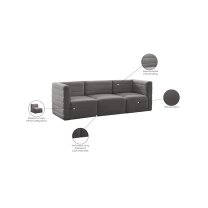 Quincy Grey Velvet Modular Sofa