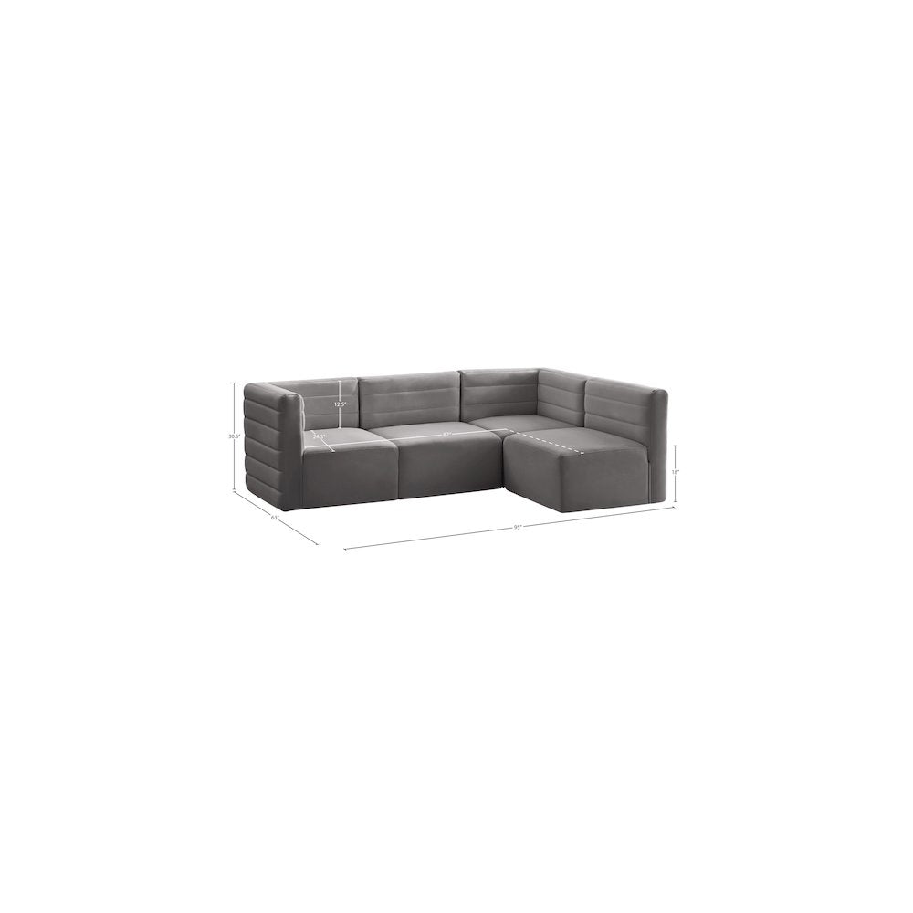 Quincy Grey Velvet Modular Sectional