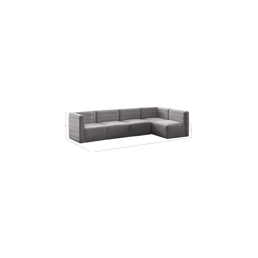 Quincy Grey Velvet Modular Sectional