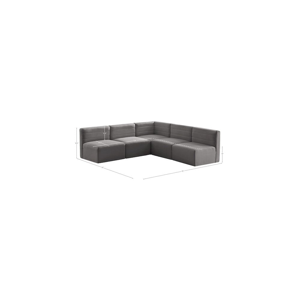 Quincy Grey Velvet Modular Sectional