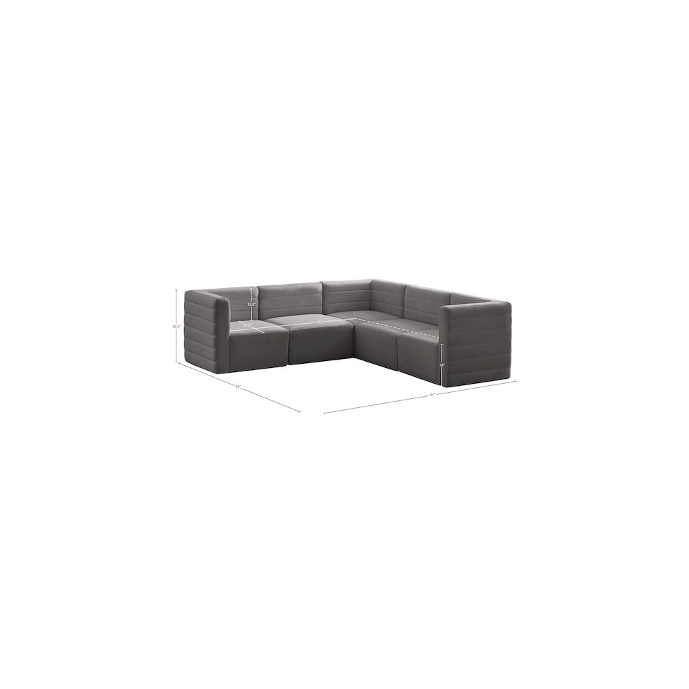 Quincy Grey Velvet Modular Sectional