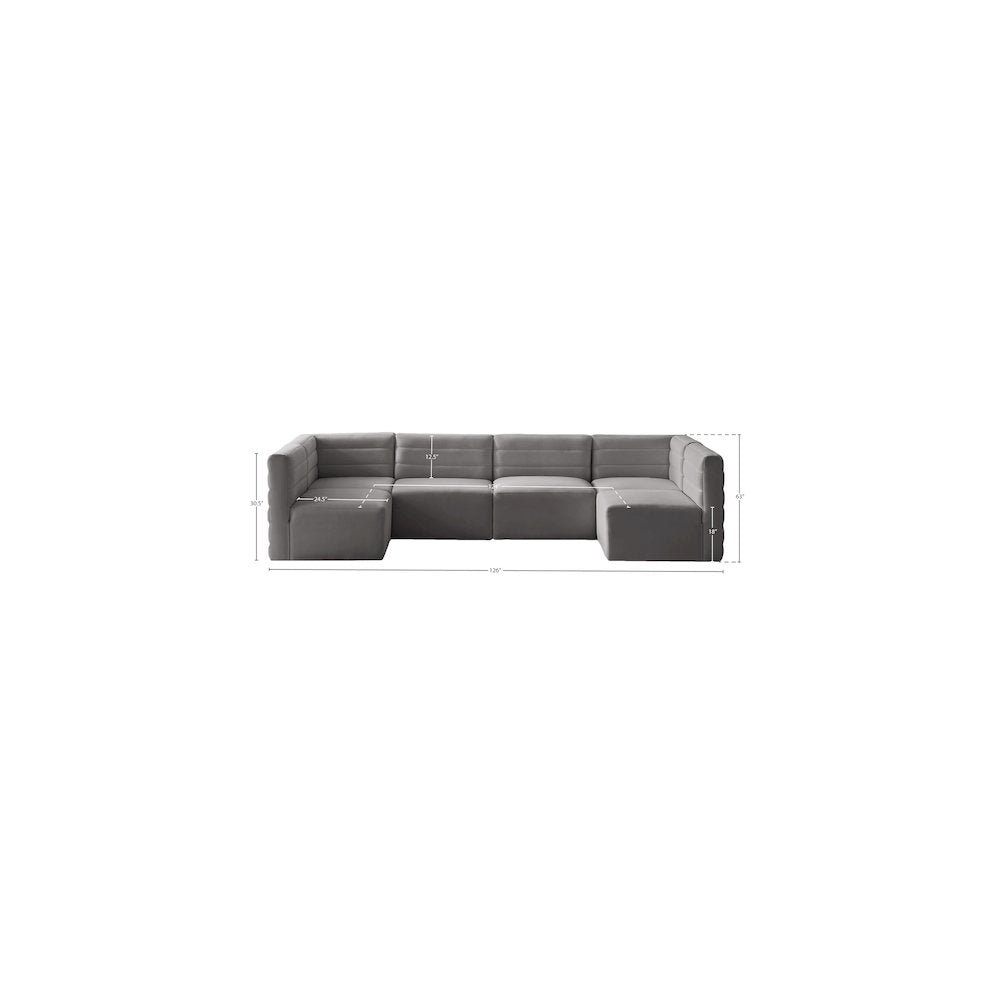 Quincy Grey Velvet Modular Sectional