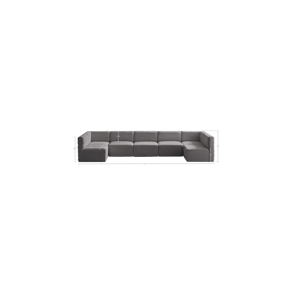 Quincy Grey Velvet Modular Sectional