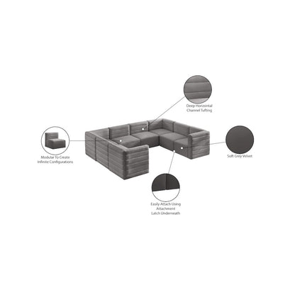 Quincy Grey Velvet Modular Sectional