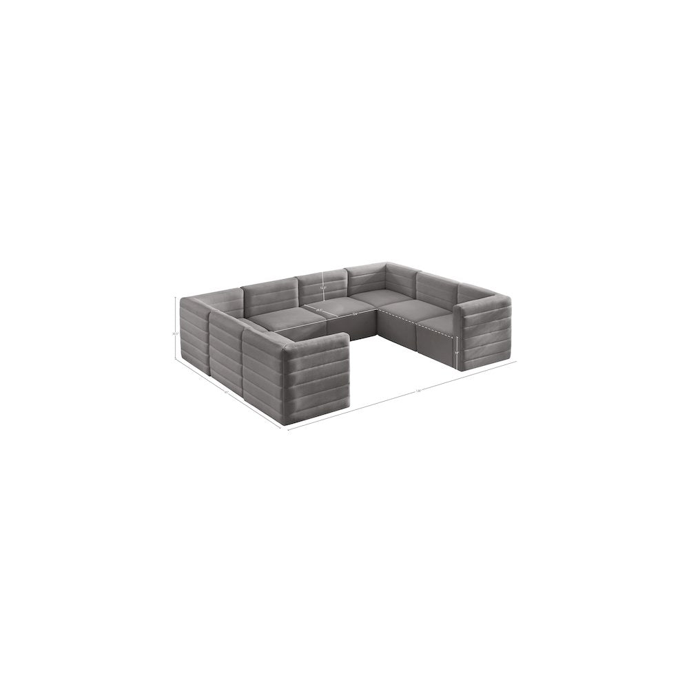 Quincy Grey Velvet Modular Sectional