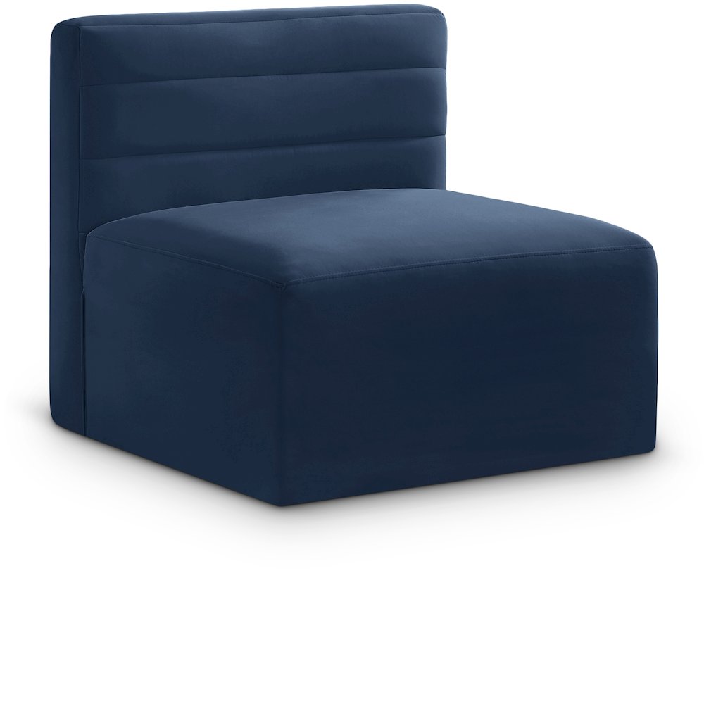 Quincy Navy Velvet Modular Armless Chair