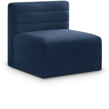 Quincy Navy Velvet Modular Armless Chair