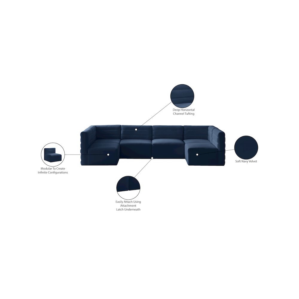Quincy Navy Velvet Modular Sectional