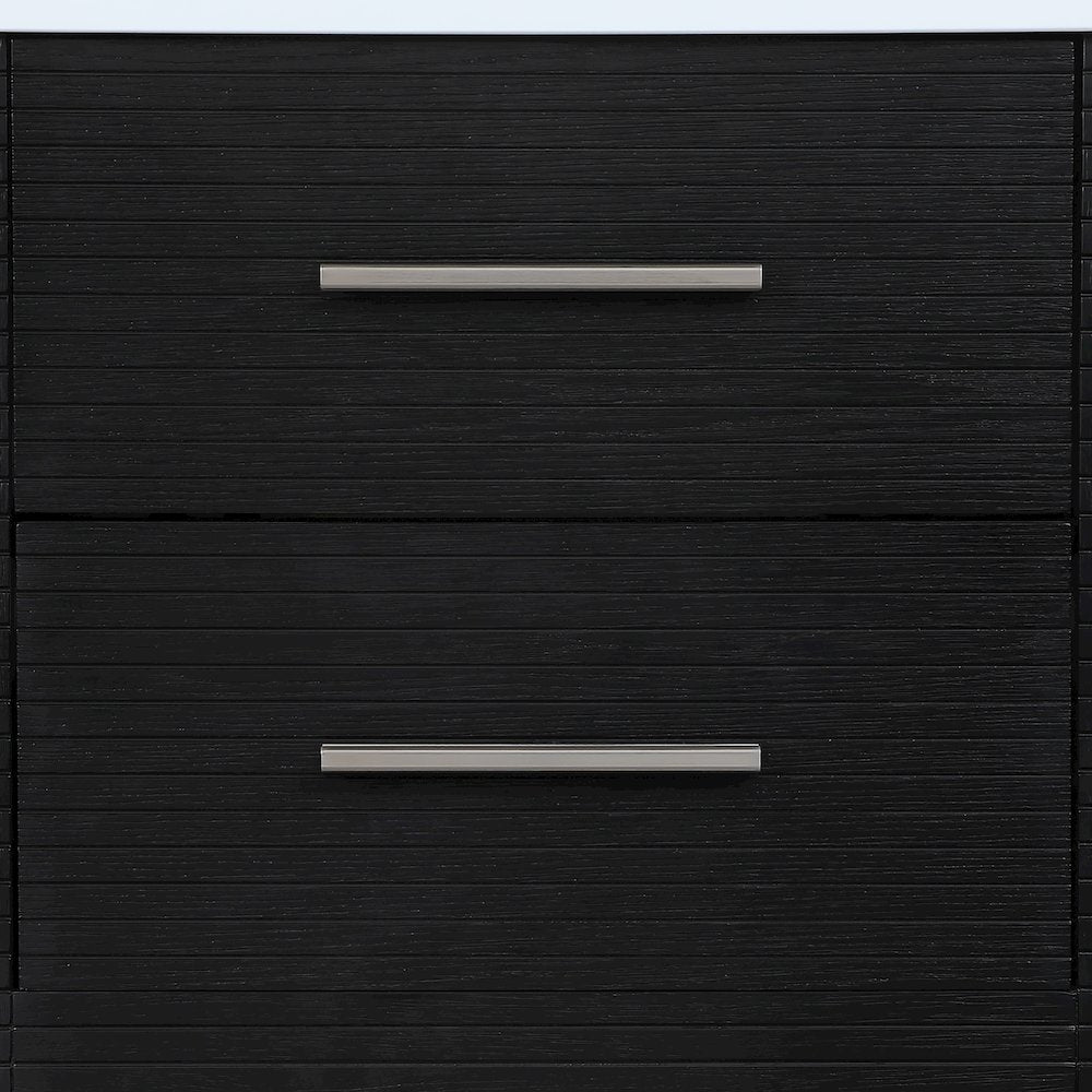 Oakwell 24" Black Engineered Stone And Solid Wood Bathroom Vanity