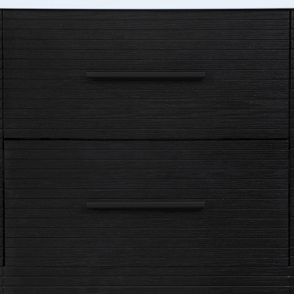 Oakwell 24" Black Engineered Stone And Solid Wood Bathroom Vanity