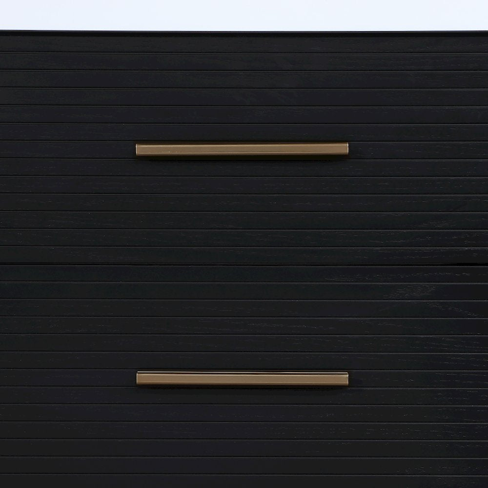 Oakwell 30" Black Engineered Stone And Solid Wood Bathroom Vanity