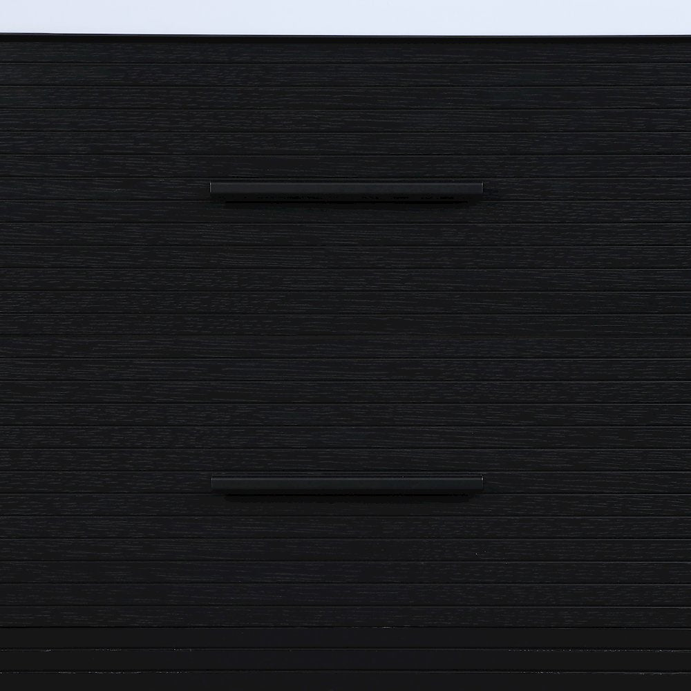 Oakwell 36" Black Engineered Stone And Solid Wood Bathroom Vanity