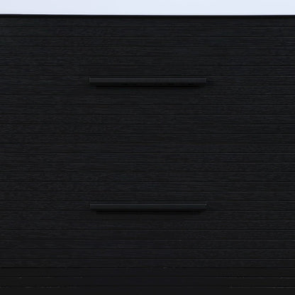 Oakwell 36" Black Engineered Stone And Solid Wood Bathroom Vanity