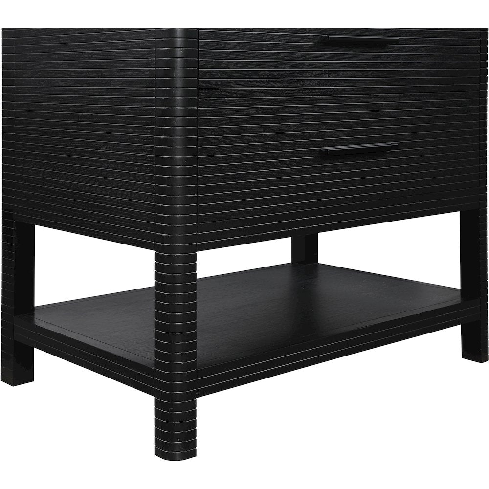 Oakwell 36" Black Engineered Stone And Solid Wood Bathroom Vanity