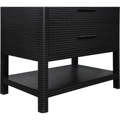 Oakwell 36" Black Engineered Stone And Solid Wood Bathroom Vanity