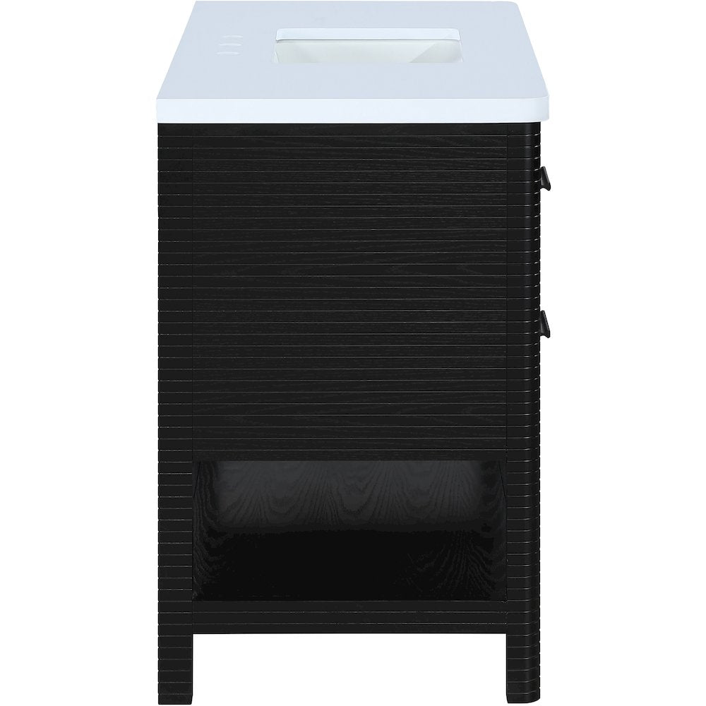 Oakwell 48" Black Engineered Stone And Solid Wood Bathroom Vanity